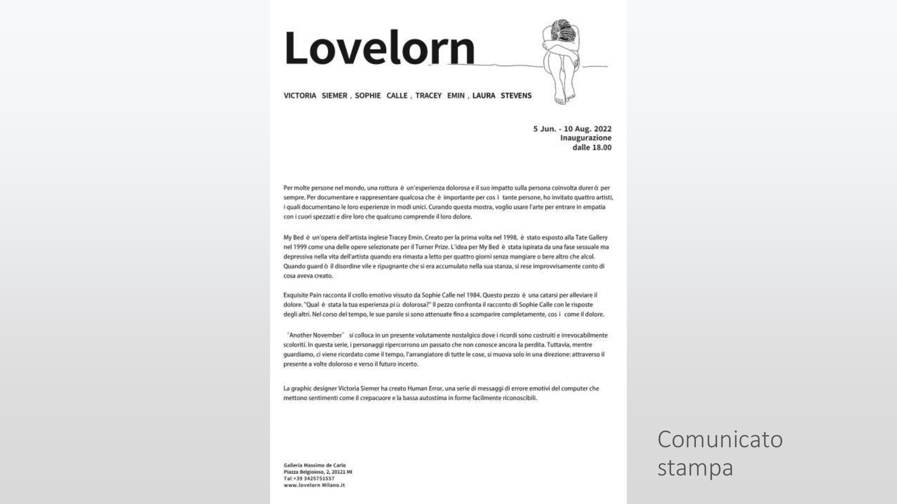 Love Lorn 新闻稿页面
