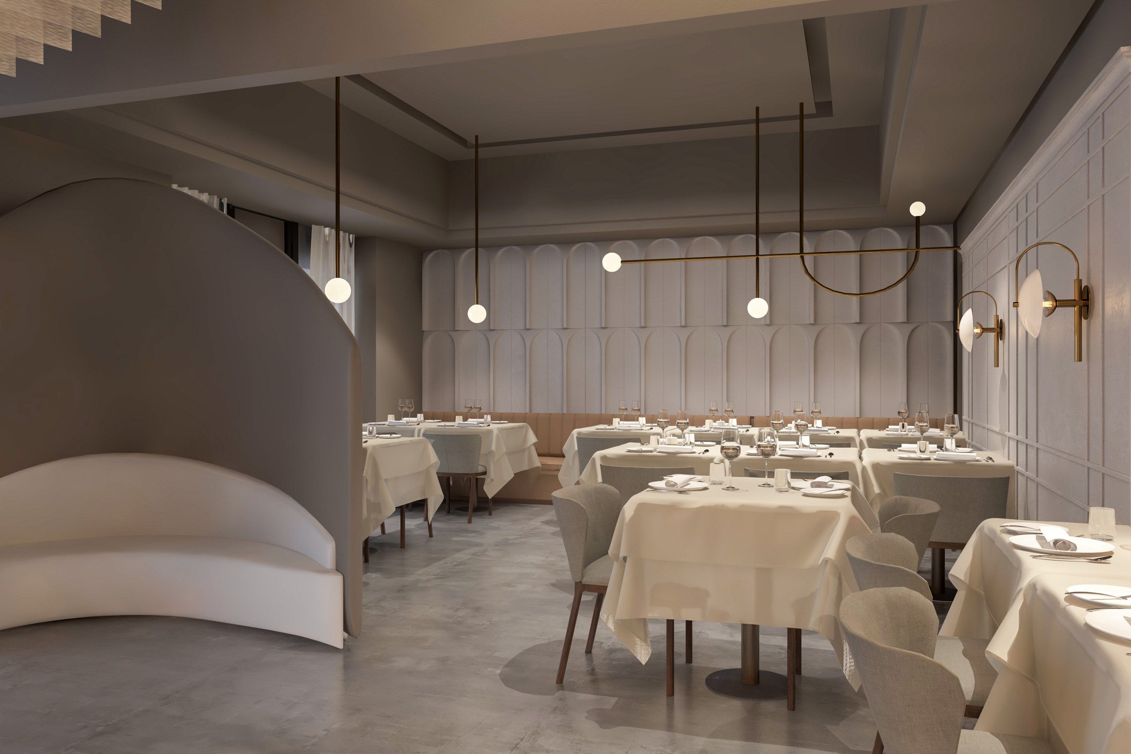 The Kitchen 卡座区斜视效果图